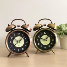 Semel Yuvarlak Metal Çalar Saat 10 cm - Pilli Işıklı Fosforlu