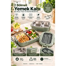 Tasarım Evi 2 Bölmeli Paslanmaz Çelik Yemek Kabı – Sızdırmaz Kapaklı, Taşınabilir Beslenme Kabı