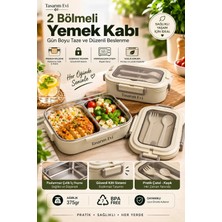 Tasarım Evi 2 Bölmeli Paslanmaz Çelik Yemek Kabı – Sızdırmaz Kapaklı, Taşınabilir Beslenme Kabı