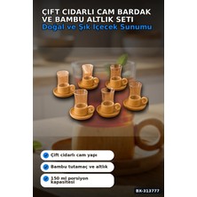 Semel Cift Cidarli 150 ml 6 Adet Cam Cay Bardagi ve 6 Adet Bambu Altlik Seti BX-313777