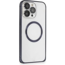 Semel Joko Apple iPhone 15 Pro Max Kılıf Metal Bumper Magneticsafe Kapak - Lacivert