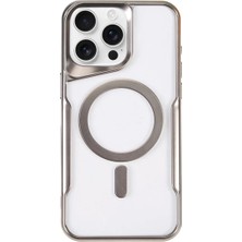 Semel Apple iPhone 16 Pro Max Kılıf Boyi Magsafe Silikon Kapak - Gümüş