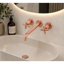 Titanium Design Rose Gold Ankastre Banyo Lavabo Bataryası