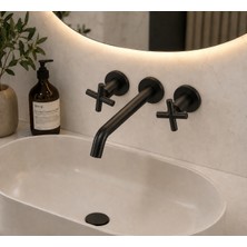 Titanium Design Siyah Ankastre Banyo Lavabo Bataryası