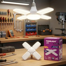Semel 1+4 Kollu - Yapraklı Pervane Modeli Papatya Beyaz LED Lamba Ampul 40W - E27 P-6040B BX40
