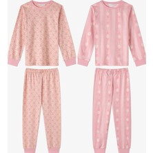 Penti Kız Çocuk Pembe Whisper Bows Pamuklu Uzun Kollu 2'li Pijama Takımı