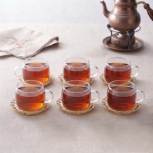 Semel 12 Parça El Yapımı Bambu Çay Seti - El Yapımı Bambu Bardak Altlığı - 6 Kişilik Fincan Takımı