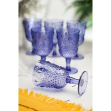 Akrilik Mavi 6'lı Kadeh & Su Meşrubat Kahve Yanı Bardağı 450 ml ( Cam Değildir )