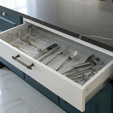 Üstüner Modüler Organizer Set Mutfak Çekmece Içi Düzenleyici Çatal Kaşık Bıçak Organizeri Kristal (10'lu Set)