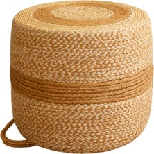Üstüner Natureline Jüt Puf Salon Pufu Antre Puf Makyaj Masası ve Yatak Odası Banyo Puf Teras Veranda ve Balkon Uyumlu Hasır Dekoratif Dayanıklı ve Çok Amaçlı Puff (Hasır-Beyazkırçıl)