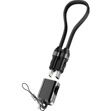 Üstüner S-Link Armor CL-020 30W 20 cm Type-C To Lightning Pd Örgülü Metal Başlıklı Siyah Hızlı Şarj Kablosu, Kısa Lightning Şarj Kablosu (Lightning Girişli Tüm iphone ve ipad Tabletler ile Tam Uyumludur)