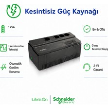 Schneider Easy Ups BVS1000I-GR 1000VA 600W Line Interactive Avr 4 Schuko Priz Kesintisiz Güç Kaynağı