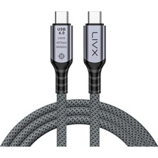 Üstüner Fast USB 4.0 40GBPS, 240W, 8K60Hz Usb4.0 Usb-C Kablosu 1 Metre Gri Klv-01