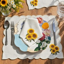 Linoriahome Ayçiçeği Desen Nakışlı Peçete 6ADET