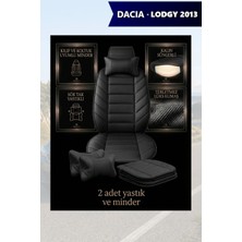 Automod Dacia Lodgy 2013 Için Koltuk ve Kılıf Uyumlu Yastık Minder Lüks Siyah 2li Set