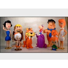 Axelon Taş Devri Karakterleri Dekoratif 8 Adet Figür Seti - Fred, Barney, Wilma, Betty, Pebbles, Bambam, Bebek Kedi, Dino