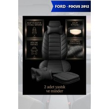 Automod Focus 2012 Için Koltuk ve Kılıf Uyumlu Yastık Siyah Minder Lüks 2li Set