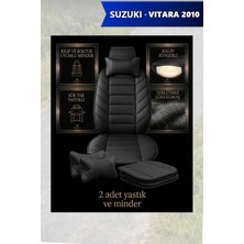 Automod Suzuki Vitara 2010 Için Koltuk ve Kılıf Uyumlu Siyah Lüks Minder Yastık 2li Set