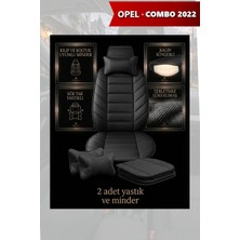 Automod Opel Combo 2022 Için Koltuk ve Kılıf Uyumlu Minder Yastık Siyah Lüks 2li Set
