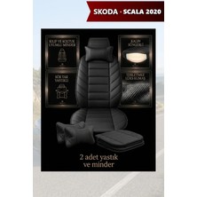 Automod Skoda Scala 2020 Için Koltuk ve Kılıf Uyumlu Minder Yastık Lüks Siyah 2li Set