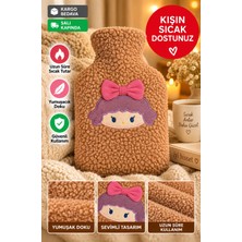 Kahverengi Peluş Sıcak Su Torbası – Yumuşak, Güvenli ve Şık Saçlı Kız Model, 1 Litre