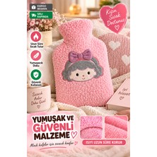 Pembe Peluş Sıcak Su Torbası – Yumuşak, Güvenli ve Şık Saçlı Kız Model, 1 Litre