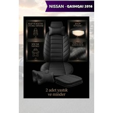 Automod Nissan Qashqai 2016 Için Koltuk ve Kılıf Uyumlu Minder Lüks Yastık Siyah 2li Set