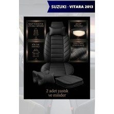 Automod Suzuki Vitara 2013 Için Koltuk ve Kılıf Uyumlu Yastık Siyah Minder Lüks 2li Set