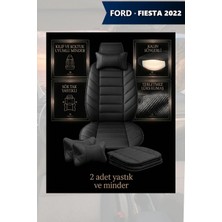 Automod Fiesta 2022 Için Koltuk ve Kılıf Uyumlu Yastık Minder Siyah Lüks 2li Set