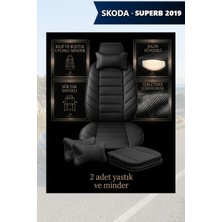 Automod Skoda Superb 2019 Için Koltuk ve Kılıf Uyumlu Siyah Minder Lüks Yastık 2li Set