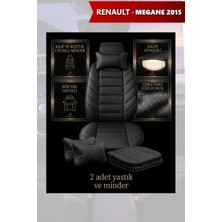 Automod Renault Megane 2015 Için Koltuk ve Kılıf Uyumlu Siyah Lüks Yastık Minder 2li Set