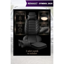 Automod Renault Symbol 2020 Için Koltuk ve Kılıf Uyumlu Yastık Siyah Lüks Minder 2li Set