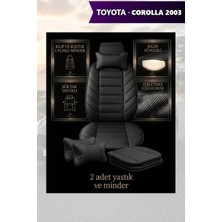 Automod Corolla 2003 Için Koltuk ve Kılıf Uyumlu Siyah Yastık Lüks Minder 2li Set