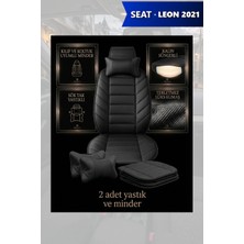 Automod Leon 2021 Için Koltuk ve Kılıf Uyumlu Yastık Lüks Siyah Minder 2li Set