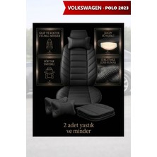 Automod Volkswagen Polo 2023 Için Koltuk ve Kılıf Uyumlu Yastık Lüks Minder Siyah 2li Set