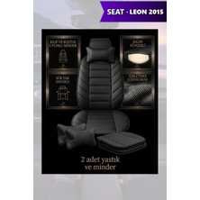 Automod Leon 2015 Için Koltuk ve Kılıf Uyumlu Yastık Minder Siyah Lüks 2li Set