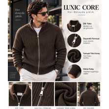 Luxic Core Luxıc Core Erkek Fermuarlı Triko Hırka Dik Yaka Şık ve Rahat Günlük Kazak