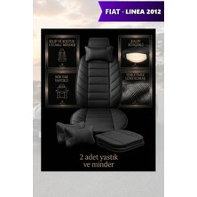 Automod Fiat Linea 2012 Için Koltuk ve Kılıf Uyumlu Yastık Siyah Lüks Minder 2li Set