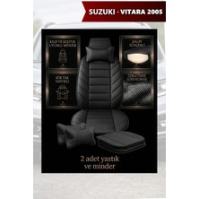 Automod Suzuki Vitara 2005 Için Koltuk ve Kılıf Uyumlu Minder Siyah Lüks Yastık 2li Set