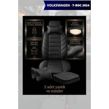 Automod Volkswagen Troc 2024 Için Koltuk ve Kılıf Uyumlu Siyah Lüks Minder Yastık 2li Set