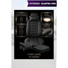 Automod Hyundai Elantra 1998 Için Koltuk ve Kılıf Uyumlu Lüks Siyah Minder Yastık 2li Set