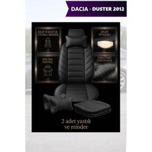 Automod Dacia Duster 2012 Için Koltuk ve Kılıf Uyumlu Minder Lüks Siyah Yastık 2li Set