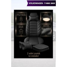Automod Volkswagen Troc 2025 Için Koltuk ve Kılıf Uyumlu Yastık Lüks Siyah Minder 2li Set