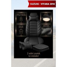 Automod Suzuki Vitara 2016 Için Koltuk ve Kılıf Uyumlu Minder Lüks Yastık Siyah 2li Set