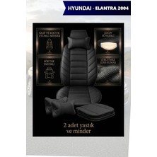 Automod Hyundai Elantra 2004 Için Koltuk ve Kılıf Uyumlu Lüks Yastık Minder Siyah 2li Set