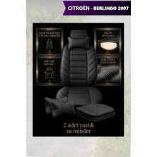 Automod Citron Berlingo 2007 Için Koltuk ve Kılıf Uyumlu Siyah Minder Yastık Lüks 2li Set
