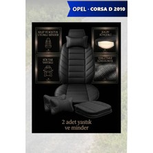 Automod Opel Corsa D 2010 Için Koltuk ve Kılıf Uyumlu Minder Yastık Siyah Lüks 2li Set