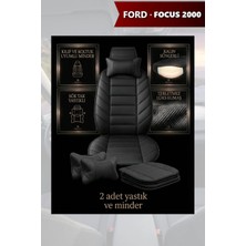 Automod Focus 2000 Için Koltuk ve Kılıf Uyumlu Siyah Minder Yastık Lüks 2li Set