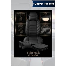 Automod Volvo S60 2003 Için Koltuk ve Kılıf Uyumlu Yastık Lüks Minder Siyah 2li Set