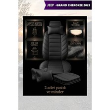 Automod Jeep Grand Cherokee 2025 Için Koltuk ve Kılıf Uyumlu Minder Lüks Yastık Siyah 2li Set